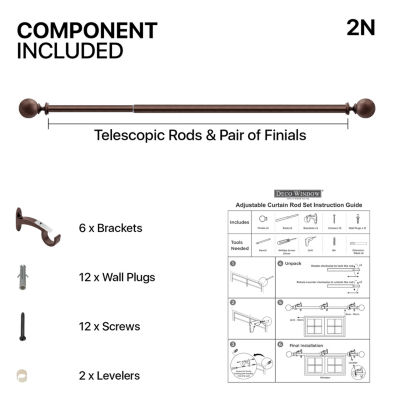 Deco Window 2-Pack Basics Ball 1 IN Curtain Rod