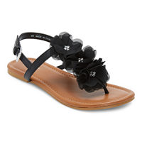 Mixit Womens Athena Adjustable Strap Flat Sandals, 5 Medium, Black