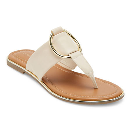 Vintage Sandal History: Retro 1920s to 1970s Sandals Liz Claiborne Womens Camillo Flat Sandals 5 Medium White $14.29 AT vintagedancer.com