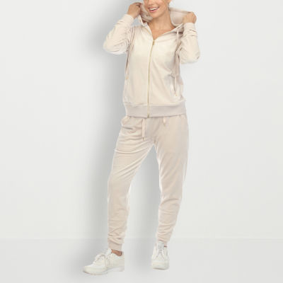 White Mark Plus Velour Tracksuit Loungewear 2pc Set