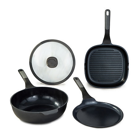 BergHOFF Leo Stone+ Ceramic Non-Stick 4-pc. Cookware Set, One Size, Black