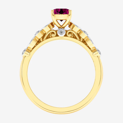 Modern Bride Gemstone Womens 1/3 CT. T.W. Genuine Blue Aquamarine 10K Gold Cushion Side Stone Crossover Bridal Set