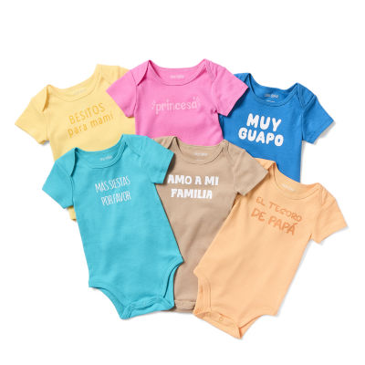 Okie Dokie Baby Girls Round Neck Short Sleeve Rib Bodysuit