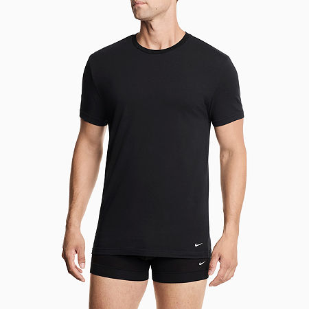 Nike All Day Cotton Stretch Mens 2 Pack Short Sleeve Crew Neck Moisture Wicking T-Shirt, Medium, Black