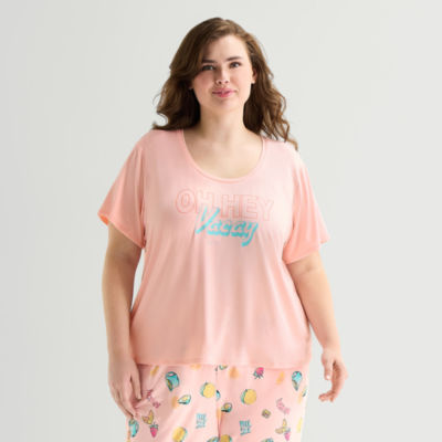 Sleep Chic Womens Crew Neck Plus Pajama Top
