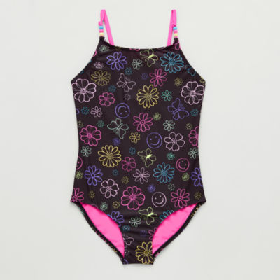 Thereabouts Little & Big Kid Girls Striped One Piece Swimsuit