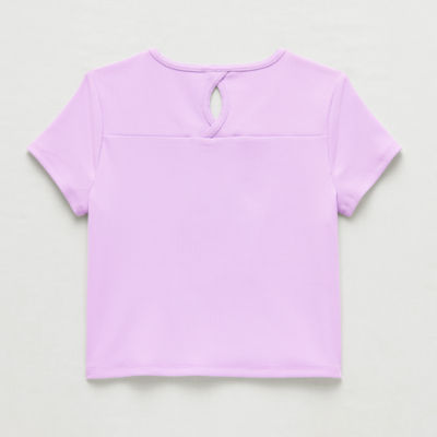 Xersion Rib Little & Big Kid Girls Scoop Neck Short Sleeve Active T-Shirt