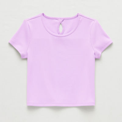 Xersion Rib Little & Big Kid Girls Scoop Neck Short Sleeve Active T-Shirt