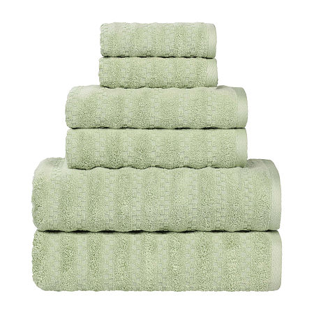 Superior Zuma Collection | 100% Cotton 6-pc. Quick Dry Chevron Bath Towel Set In Green