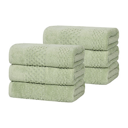 Superior Playa Collection | 100% Cotton 6-pc. Solid Hand Towel In Green