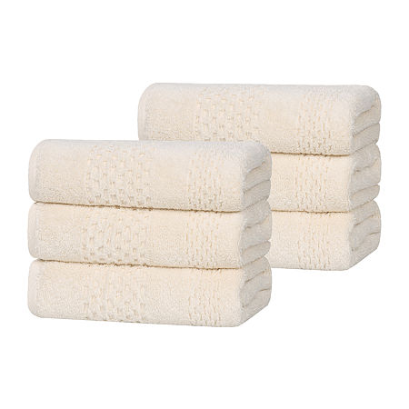 Superior Playa Collection | 100% Cotton 6-pc. Solid Hand Towel In White