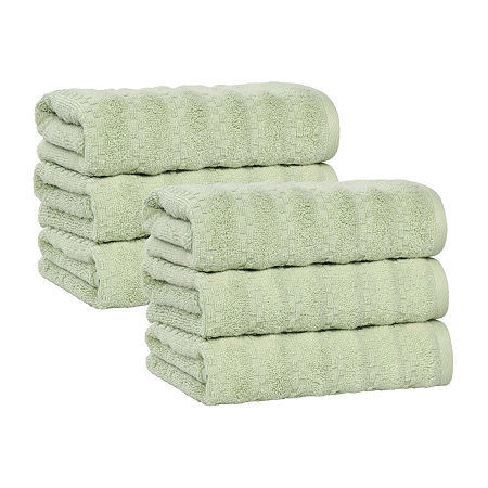 Superior Zuma Collection | 100% Cotton 6-pc. Solid Hand Towel In Green