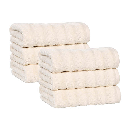 Superior Zuma Collection | 100% Cotton 6-pc. Solid Hand Towel In White