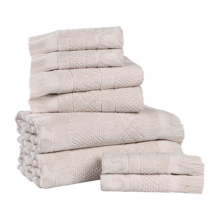 Superior Rolla Collection | 100% Cotton 8-pc. Quick Dry Geometric Bath Towel Set In Silver