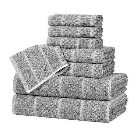 Superior Naples Collection | 80% Cotton 20% Viscose 8-pc. Quick Dry Solid Bath Towel Set In Black