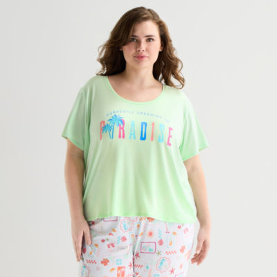 Sleep Chic Womens Crew Neck Plus Pajama Top