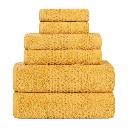 Superior Playa Collection | 100% Cotton 6-pc. Quick Dry Solid Bath Towel Set In Yellow