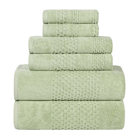 Superior Playa Collection | 100% Cotton 6-pc. Quick Dry Solid Bath Towel Set In Green