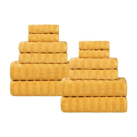 Superior Zuma Collection | 100% Cotton 12-pc. Quick Dry Solid Bath Towel Set In Yellow