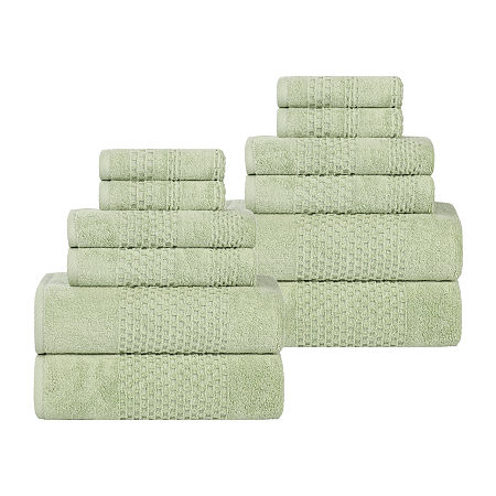 Superior Playa Collection | 100% Cotton 12-pc. Quick Dry Solid Bath Towel Set In Green