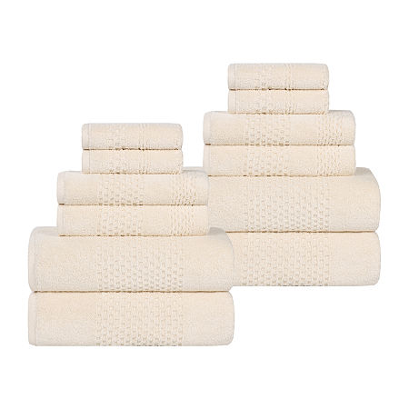 Superior Playa Collection | 100% Cotton 12-pc. Quick Dry Solid Bath Towel Set In White