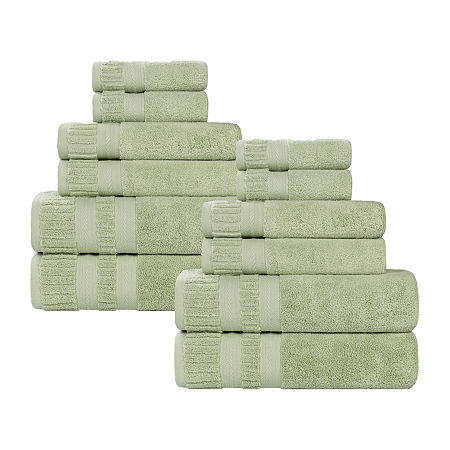 Superior Venice Collection | 100% Cotton 12-pc. Quick Dry Solid Bath Towel Set In Green
