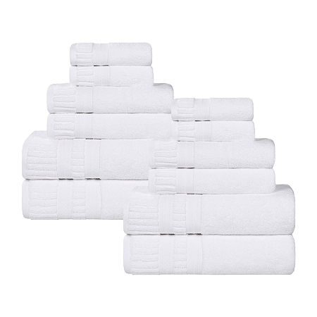 Superior Venice Collection | 100% Cotton 12-pc. Quick Dry Solid Bath Towel Set In White