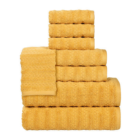 Superior Zuma Collection | 100% Cotton 8-pc. Quick Dry Solid Bath Towel Set In Yellow