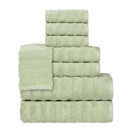 Superior Zuma Collection | 100% Cotton 8-pc. Quick Dry Solid Bath Towel Set In Green