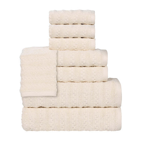 Superior Zuma Collection | 100% Cotton 8-pc. Quick Dry Solid Bath Towel Set In White