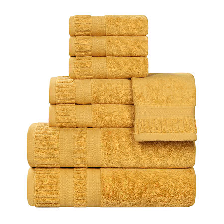 Superior Venice Collection | 100% Cotton 8-pc. Quick Dry Solid Bath Towel Set In Yellow