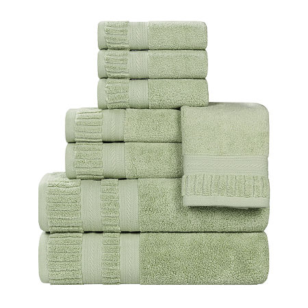 Superior Venice Collection | 100% Cotton 8-pc. Quick Dry Solid Bath Towel Set In Green