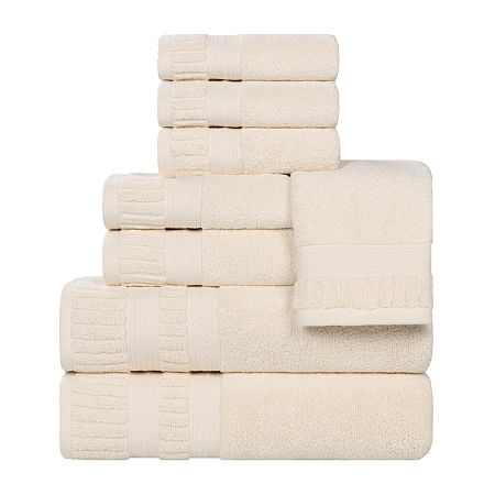 Superior Venice Collection | 100% Cotton 8-pc. Quick Dry Solid Bath Towel Set In White