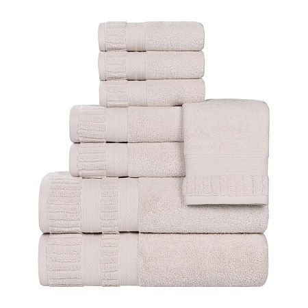 Superior Venice Collection | 100% Cotton 8-pc. Quick Dry Solid Bath Towel Set In Silver