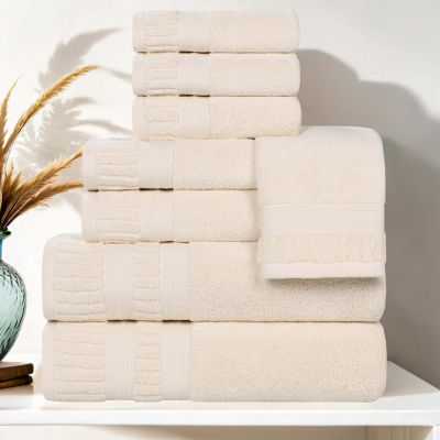 SUPERIOR® Venice Collection | 100% Cotton 8-pc. Quick Dry Solid Bath Towel Set