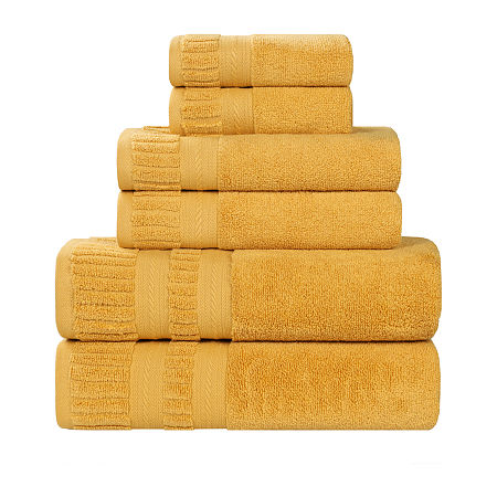 Superior Venice Collection | 100% Cotton 6-pc. Quick Dry Solid Bath Towel Set In Yellow