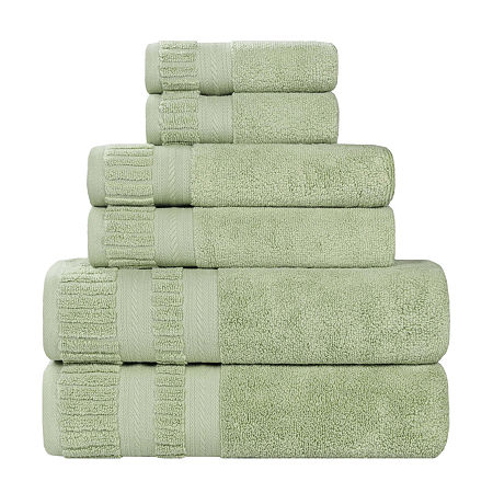 Superior Venice Collection | 100% Cotton 6-pc. Quick Dry Solid Bath Towel Set In Green