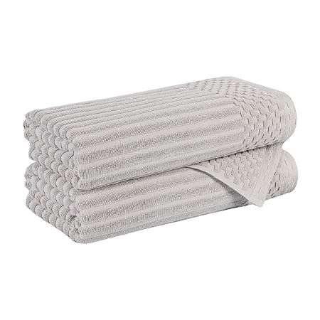 Superior Juno Collection | 4-pc. Quick Dry Checked Bath Towel In Silver