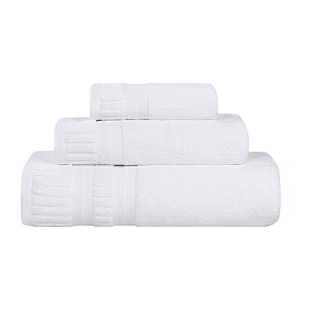 Superior Venice Collection | 100% Cotton 3-pc. Quick Dry Solid Bath Towel Set In White