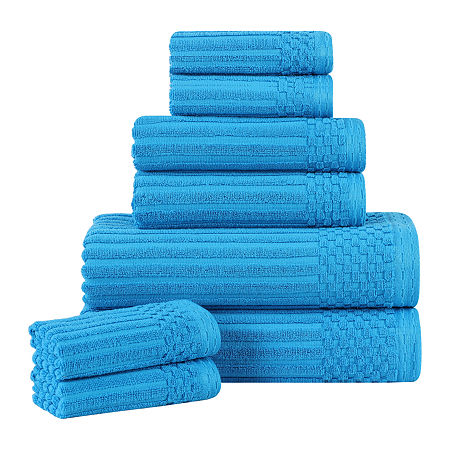 Superior Aria Collection | 8-pc. Quick Dry Solid Bath Towel Set In Blue