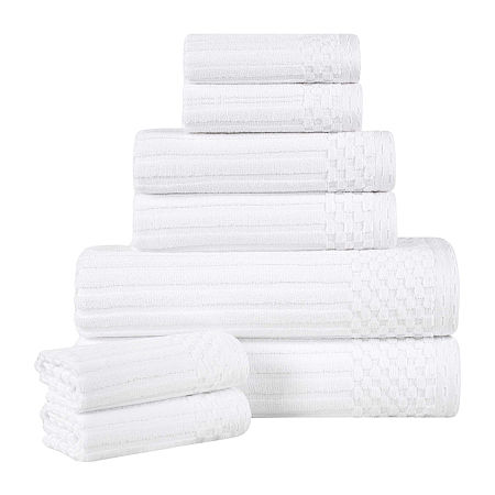 Superior Aria Collection | 8-pc. Quick Dry Solid Bath Towel Set In White