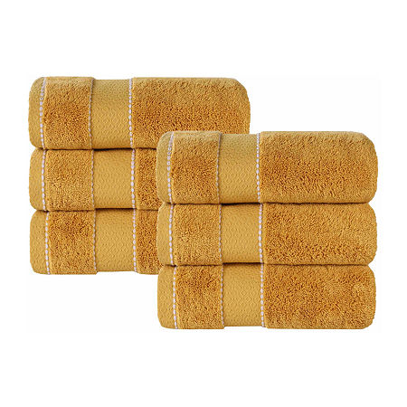 Superior Niles Collection | 100% Egyptian Cotton 6-pc. Solid Hand Towel In Yellow