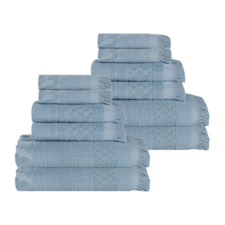 Superior Rolla Collection | 100% Cotton 12-pc. Quick Dry Solid Bath Towel Set In Blue