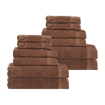Superior Rolla Collection | 100% Cotton 12-pc. Quick Dry Solid Bath Towel Set In Brown