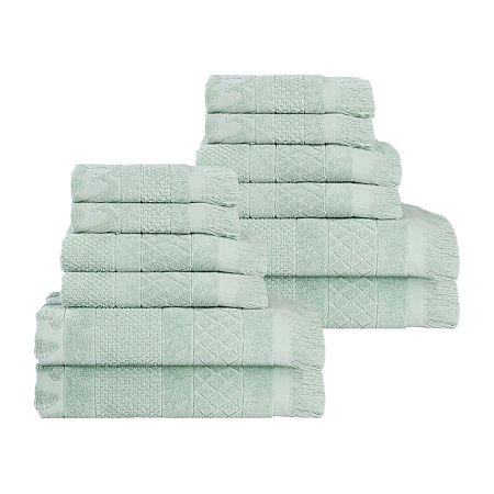 Superior Rolla Collection | 100% Cotton 12-pc. Quick Dry Solid Bath Towel Set In Green