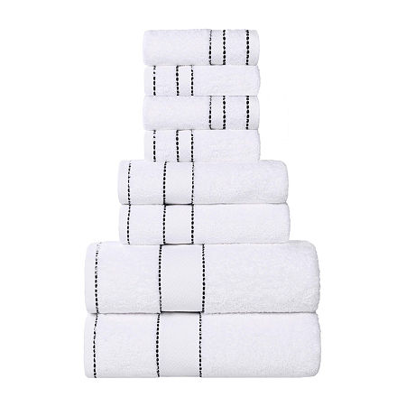 Superior Niles Collection | 100% Egyptian Cotton 8-pc. Quick Dry Geometric Bath Towel Set In Black