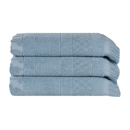 Superior Rolla Collection | 100% Cotton 3-pc. Quick Dry Geometric Bath Towel In Blue