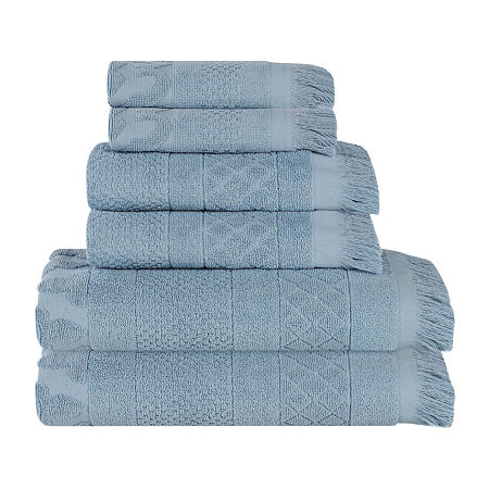 Superior Rolla Collection | 100% Cotton 6-pc. Quick Dry Solid Bath Towel Set In Blue