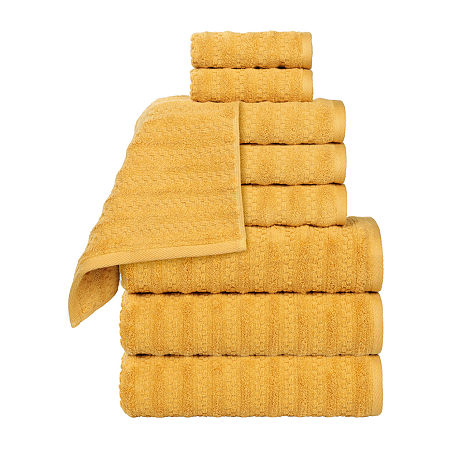 Superior Zuma Collection | 100% Cotton 9-pc. Quick Dry Solid Bath Towel Set In Yellow