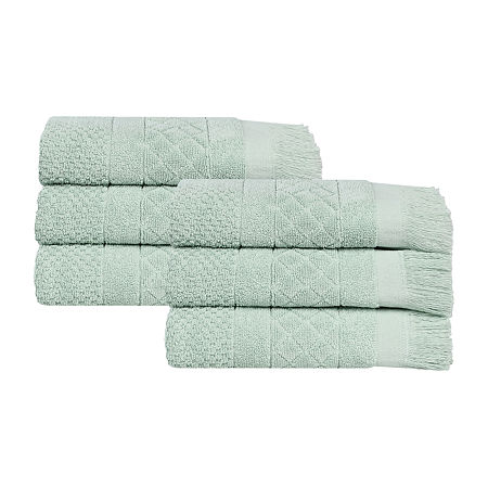 Superior Rolla Collection | 100% Cotton 6-pc. Geometric Hand Towel In Green